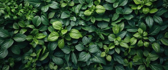 Wall Mural - Lush Green Plant Texture Background with Abundant Foliage and Space for Text or Graphics for Natural Theme Designs