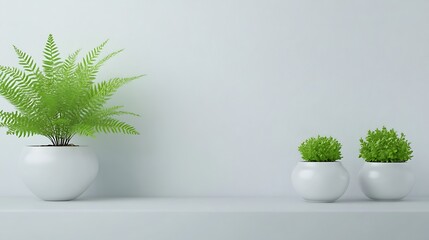 Wall Mural - Green Plants in White Pots on a Shelf