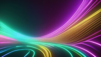 Wall Mural - 3d rendering abstract neon background curvy colorful glowing lines futuristic minimalist wallpaper