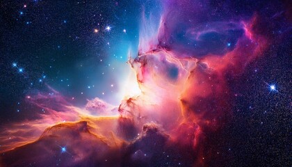 Wall Mural - deep space nebula with stars bright and vibrant multicolor starfield infinite space outer space back