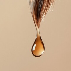 Poster - Droplet of liquid causes visible damage on a delicate strand of hair under natural lighting conditions. Generative AI