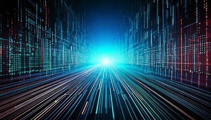 digital binary code and streaming data wallpaper design