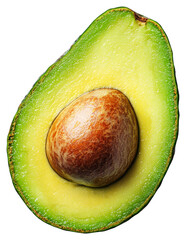 Wall Mural - Isolated Half Cut Avocado Fruit Displaying Seed on Transparent Background