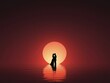© Who is Santi - Ethereal Romance: Against a dark purple sky with hints of red, the couple's kiss forms a shadowy silhouette in front of a glowing moon.