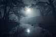 © Mihai Zaharia - Enchanting Misty Lake Illuminated by Moonlight at Midnight