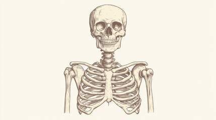 Poster - Anatomical illustration of a human skeleton showcasing bones and structure in detailed artwork from classic studies. Generative AI