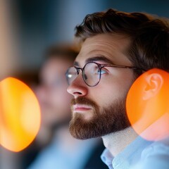 Sticker - man with glasses looking focused