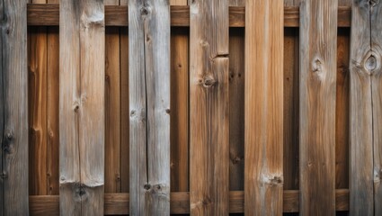 Canvas Print - Wooden fence panels with varying shades of brown and gray natural textures Copy Space