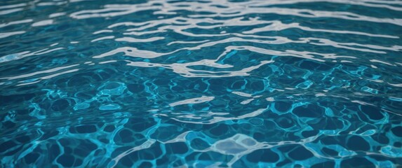 Canvas Print - Close-up of clear blue water surface with ripples and reflections vertical layout Copy Space