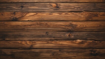 Wall Mural - Brown wooden planks background with natural grain and texture suitable for various design applications Copy Space