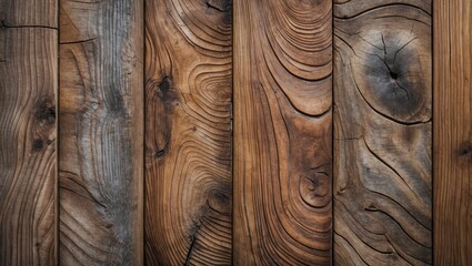 Wall Mural - Textured wooden surface with natural grain patterns and knots for background use Copy Space