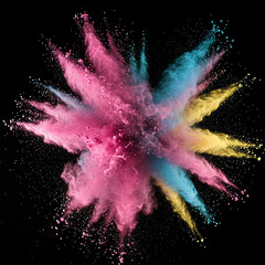 Wall Mural - abstract colorful splashes background. abstract colorful background. Explosion of colored powder on black background.