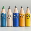 © iDeaPhotoClub - Adorable Colorful Pencils with Cute Expressions for Creative Projects