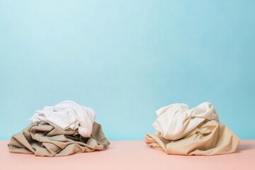 Wall Mural - Comparison of dirtied laundry and freshly cleaned clothes on colorful background. Generative AI