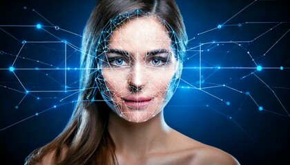 Futuristic Face Scanning Digital Network for Fraud Detection and Identification.