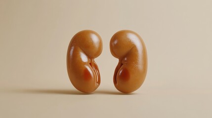 Aufkleber - Unique brown kidney shaped objects placed closely together on a smooth surface with a neutral background creating visual interest. Generative AI