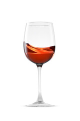 Wall Mural - Rose wine splashing in glass on white background