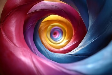 Wall Mural - Vibrant Spiral Tunnel with Colorful Layers Leading into a Bright Center, Evoking Curiosity