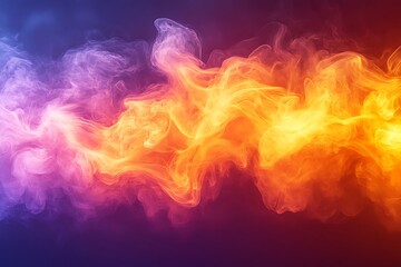 Wall Mural - Vibrant swirling smoke in shades of purple and orange creating a dynamic abstract background