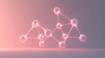 Fototapete - Molecular structure illuminated in soft pink light against a smooth backdrop showcasing scientific elegance and creativity. Generative AI