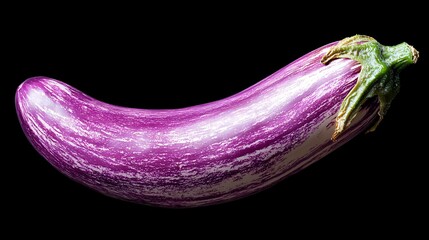 Poster - Striped eggplant, studio shot, dark background, food photography