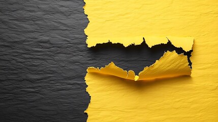 Canvas Print - Torn yellow paper on black background, ideal for design