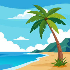 Wall Mural - tropical island with palm trees