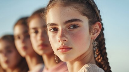 Wall Mural - Young Woman With Freckles and Braids