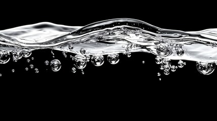 Canvas Print - Water bubbles, surface tension, black background, purity concept