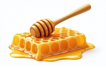 honey and honeycomb are isolated on a clean white background for clear visibility and detailed obser