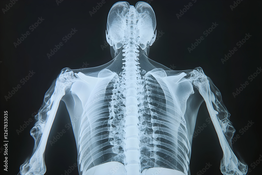 X Rays Example High-Resolution Radiographic X-ray Showcasing Human Chest Anatomy with ...