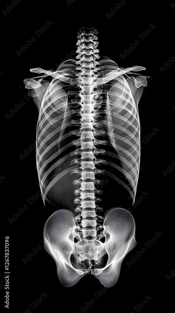 X Rays Example High-Resolution Radiographic X-ray Showcasing Human Chest Anatomy with ...