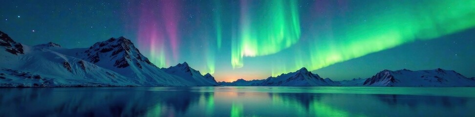  northern lights in Arctic circle, darkness, green glow, aurora borealis