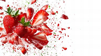 Fresh strawberries exploding with juicy flavor!  A vibrant splash of red against a clean white background.