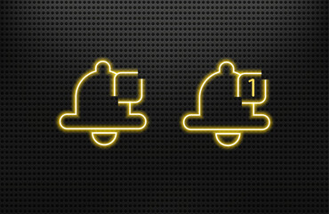 Wall Mural - notification neon bells outline icons set. one notification. push notification. sms notification on 