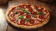 © thenort - Delicious Pepperoni Pizza on Wooden Table