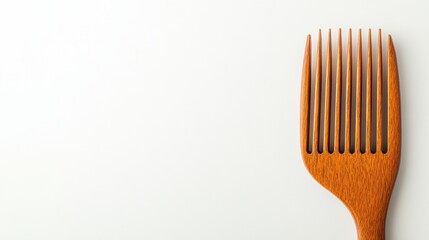Poster - Close up view of a wooden comb with hair strands on a light background suitable for text display. Generative AI