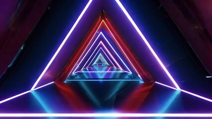 Wall Mural - A visually stunning abstract featuring purple blue red lights creating futuristic tunnel neon lights cosmic ultraviolet corridor presented looped 3D animation 4K resolution