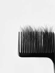 Fototapete - Close up view of a comb with hair strands, suitable for various text overlays or creative projects. Generative AI