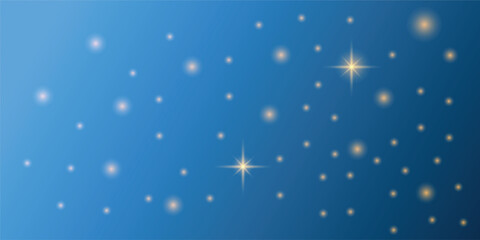Abstract dark blue and gold particle background with Christmas golden light bokeh