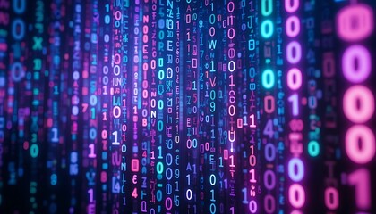 digital binary code and streaming data wallpaper design