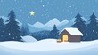 © AlfaSmart - Peaceful winter night: snowy landscape with cabin and starry sky