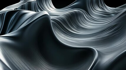 Abstract metallic waves flowing, dark background, design element