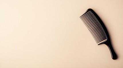 Fototapete - Black hair comb resting on a smooth beige surface in a minimalistic layout. Generative AI