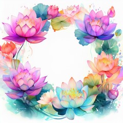 Wall Mural - Beautiful border frame of water lotus flowers background concept graphic resource