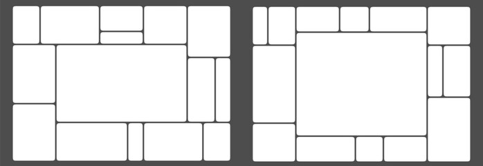 Wall Mural - white grid template bento box ui. photo frame collage layout design. puzzle mosaic blocks for pictur