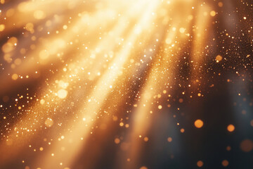 Poster - Golden glitter bokeh background with light rays, sparkling and luxurious.