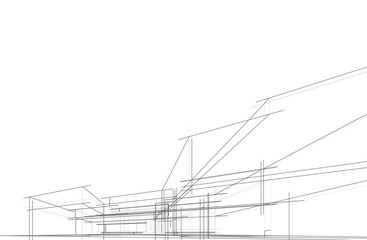 Wall Mural - house building sketch architecture 3d illustration