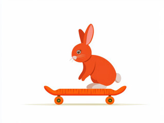 Wall Mural - playful bunny riding skateboard, showcasing fun and adventure