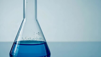 Wall Mural - liquid dynamics in laboratory glassware: blue liquid movement and reflection analysis